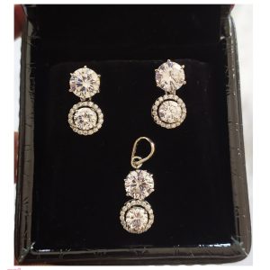 DIAMOND CZ PENDANT & EARRINGS SET - Image 4