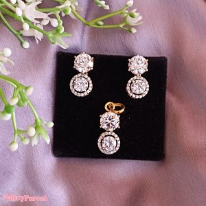 DIAMOND CZ PENDANT & EARRINGS SET - Image 1