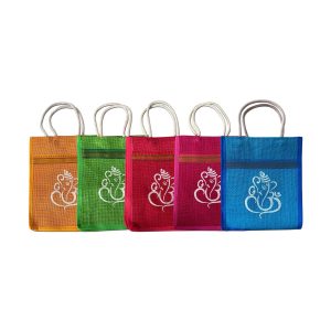 Ganesha print Jute Bags - 8"x10" - Image 1