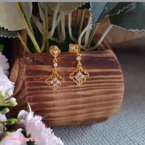 Elegant CZ Flower Drop Earrings - Image 3