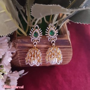 TRADITIONAL GREEN STONE JHUMKA - Image 4