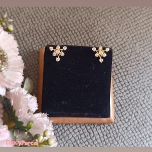 TRIANGLE STUD EARRINGS - MINIMALIST SPARKLE - Image 2