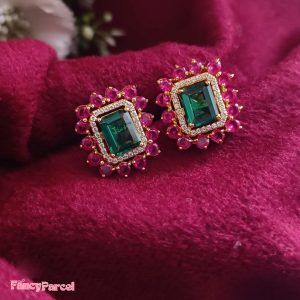 ELEGANT GEMSTONE CLUSTER EARRINGS - Image 3