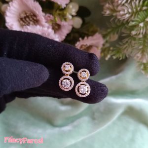 DOUBLE HALO STONE DROP EARRINGS - Image 4