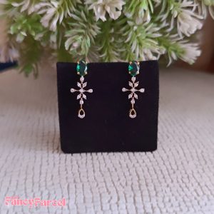 ELEGANT EMERALD AND CZ DROP EARRINGS - Image 2