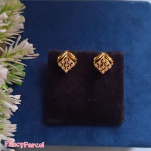FLORAL STUD EARRINGS WITH SPARKLING STONES - Image 3
