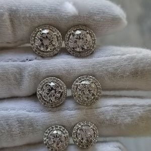 2 CARAT ROUND HALO STUD EARRINGS - Image 1