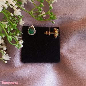 EMERALD HALO PEAR STUD - Image 1