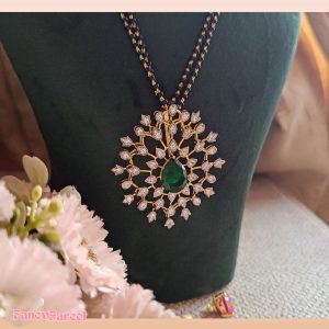 CZ FLORAL PENDANT MANGALSUTRA - Image 2