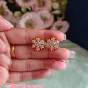 FLOWER SILVER STUD | CUBIC ZIRCONIA DIAMOND - Image 4