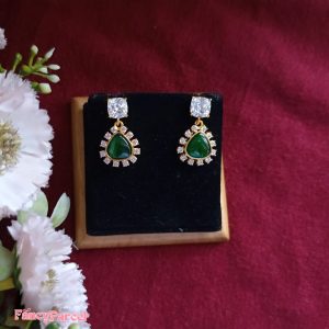 EMERALD & CZ DROP EARRINGS - Image 3