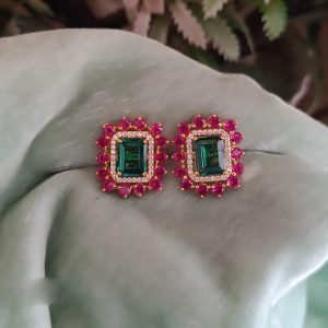ELEGANT GEMSTONE CLUSTER EARRINGS - Image 2