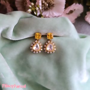 ELEGANT YELLOW STONE DROP EARRINGS - Image 1