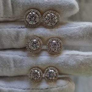 2 CARAT ROUND HALO STUD EARRINGS - Image 2
