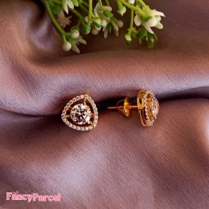 SINGLE DIAMOND WITH TRIANGLE HALO EARRING - Image 1