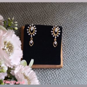 ELEGANT DROP EARRINGS WITH DIAMOND ACCENTS - Image 1