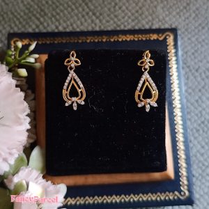 CZ TEARDROP DANGLER EARRINGS - DELICATE SPARKLE - Image 4