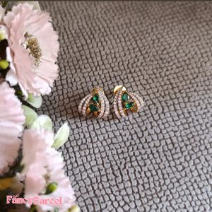 LUXURIOUS GREEN GEM STUDDED EARRINGS - Image 4