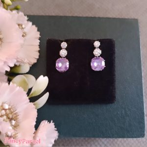 ELEGANT COLORED GEM STUD EARRINGS - Image 3