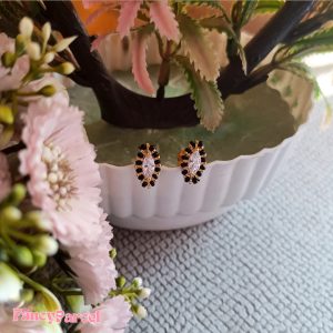 STUNNING MARQUISE STUD BLACK BEAD EARRINGS - Image 4