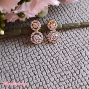 DOUBLE HALO STONE DROP EARRINGS - Image 2