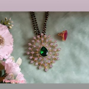 CZ FLORAL PENDANT MANGALSUTRA - Image 4