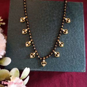 HEART PENDANT BLACK BEAD MANGALSUTRA - Image 1