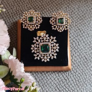 ELEGANT GEMSTONE PENDENT AND EARRINGS SET - Image 2