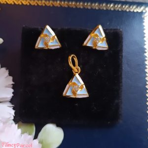 TRIANGLE SINGLE STUD PENDANT AND EARRING SET - Image 1