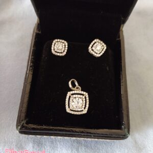 SQUARE HALO PENDANT & EARRINGS SET - Image 1