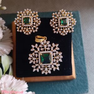 ELEGANT GEMSTONE PENDENT AND EARRINGS SET - Image 3
