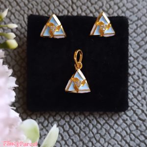 TRIANGLE SINGLE STUD PENDANT AND EARRING SET - Image 2