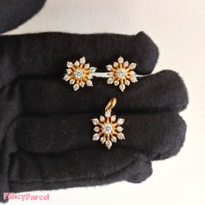 ZIRCON DIAMOND PENDANT & EARRINGS SET - Image 2