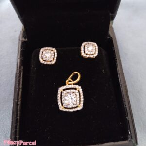 SQUARE HALO PENDANT & EARRINGS SET - Image 3