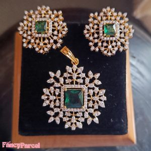 ELEGANT GEMSTONE PENDENT AND EARRINGS SET - Image 1