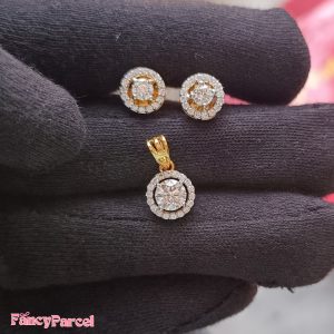 ELEGANT ROUND CUT PENDENT AND EARRINGS SET - Image 4