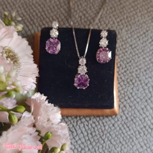 PURPLE GEMSTONE PENDENT AND EARRINGS SET (Tsa - 004 & SST - 412) - Image 3