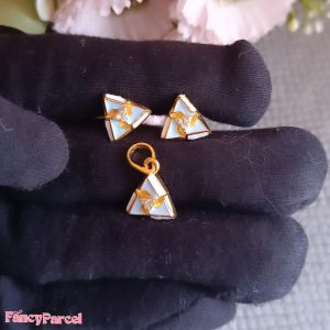TRIANGLE SINGLE STUD PENDANT AND EARRING SET - Image 3