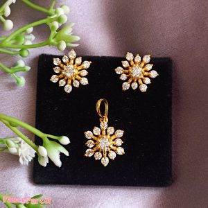 ZIRCON DIAMOND PENDANT & EARRINGS SET - Image 1