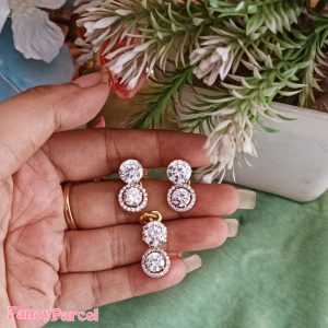 DIAMOND CZ PENDANT & EARRINGS SET - Image 2